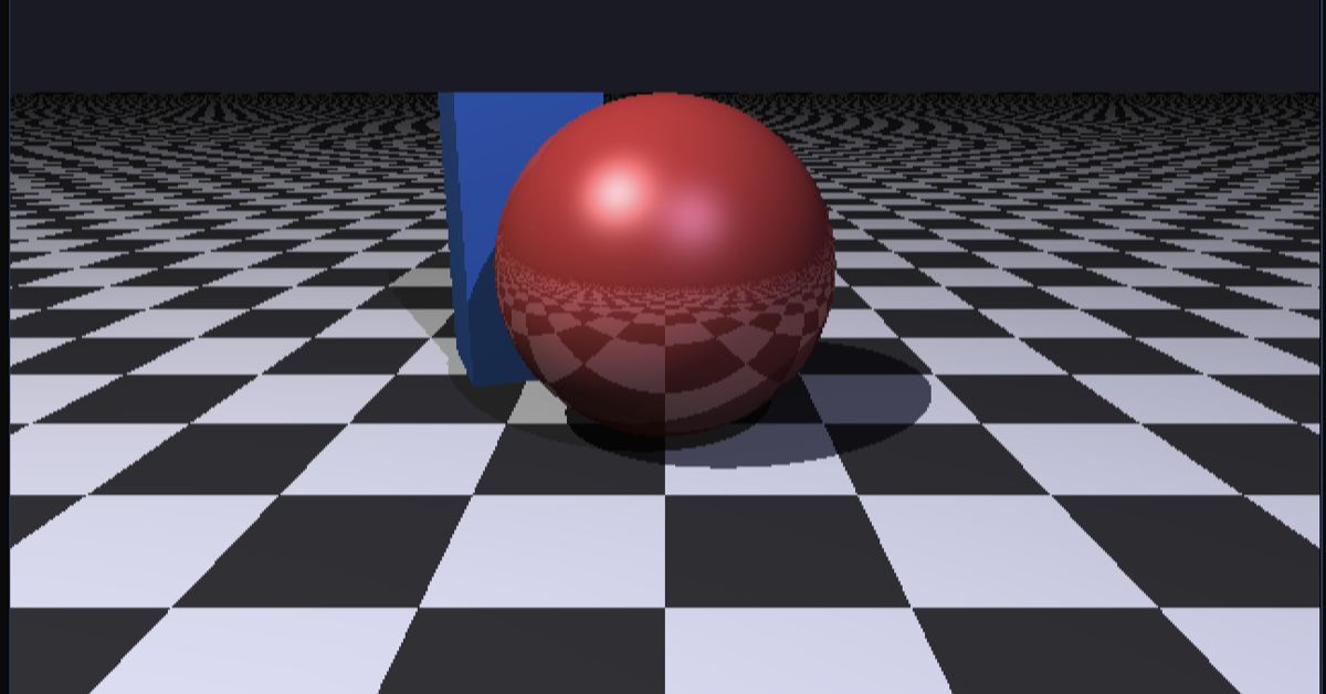 POV-Ray Web rendering a scene with sphere, box, cylinder, cone, and torus on a checkered plane with reflections and shadows